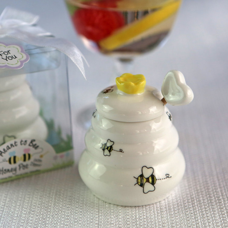 August Grove® Meant to Bee Ceramic Honey Pot with Wooden Dipper